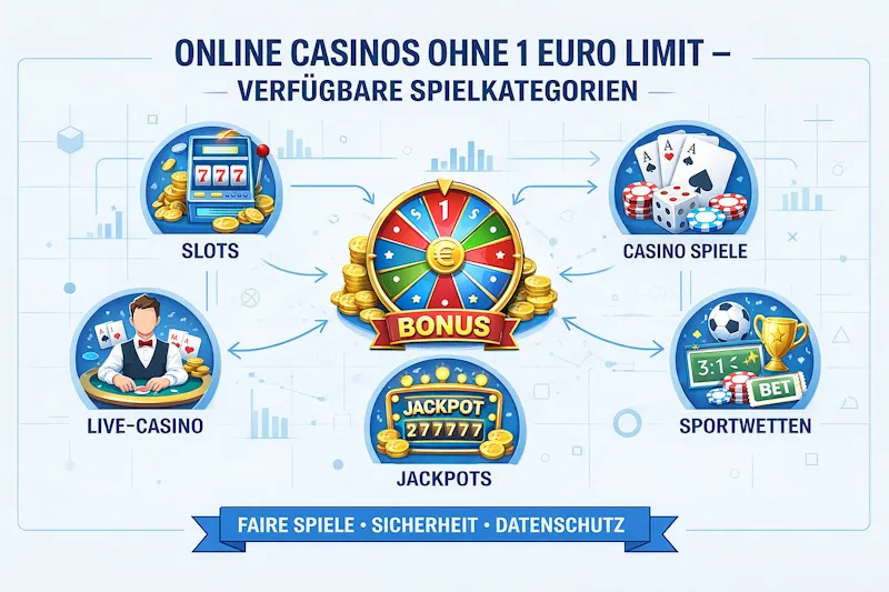 Online Casinos ohne 1 Euro Limit – Verfügbare Spielkategorien
